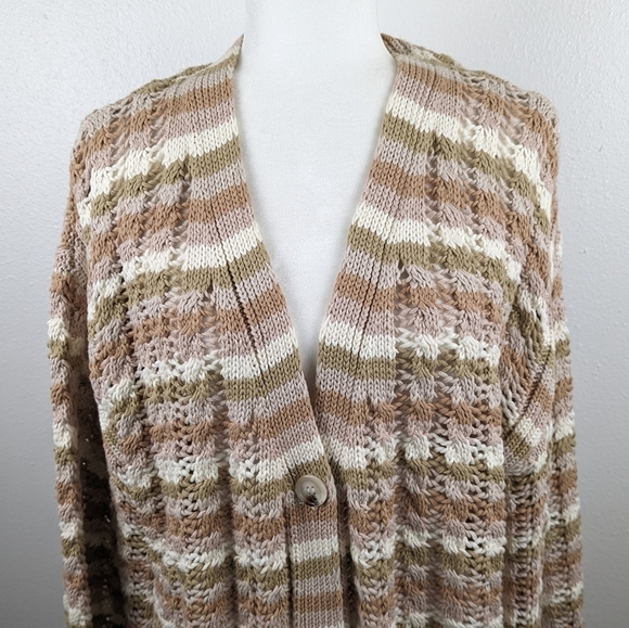 John + Jenn Julianna Stripe Cardigan Button Up Knit Sweater Size Size Large - Picture 4 of 16
